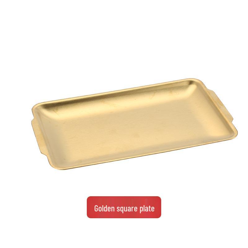 Gold Rectangular 304 Stainless Steel Plate - Thick Tray for Crafts, BBQ, Western Food, and Snacks