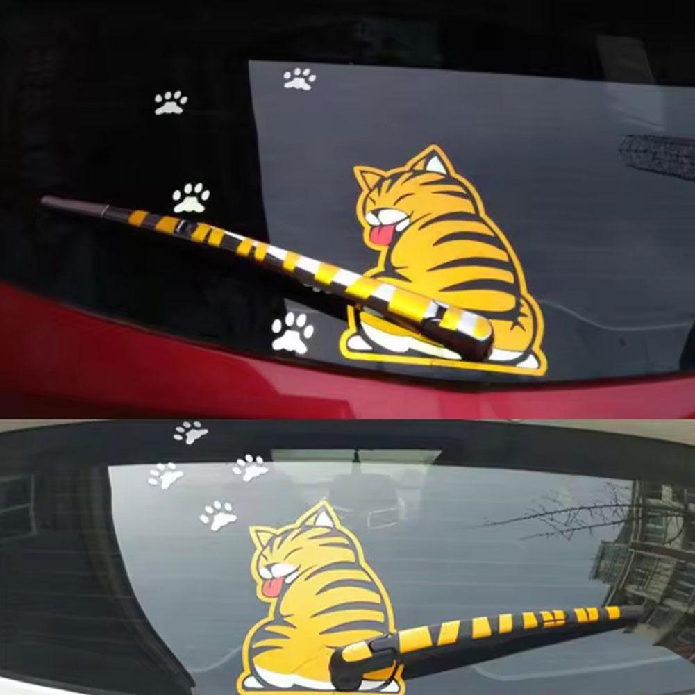 Divertente Gatto Riflettente 3D Coda Zampe Mobili Adesivo Tergicristallo Auto Parabrezza Impermeabile Adesivi Auto Con Coda Mobile