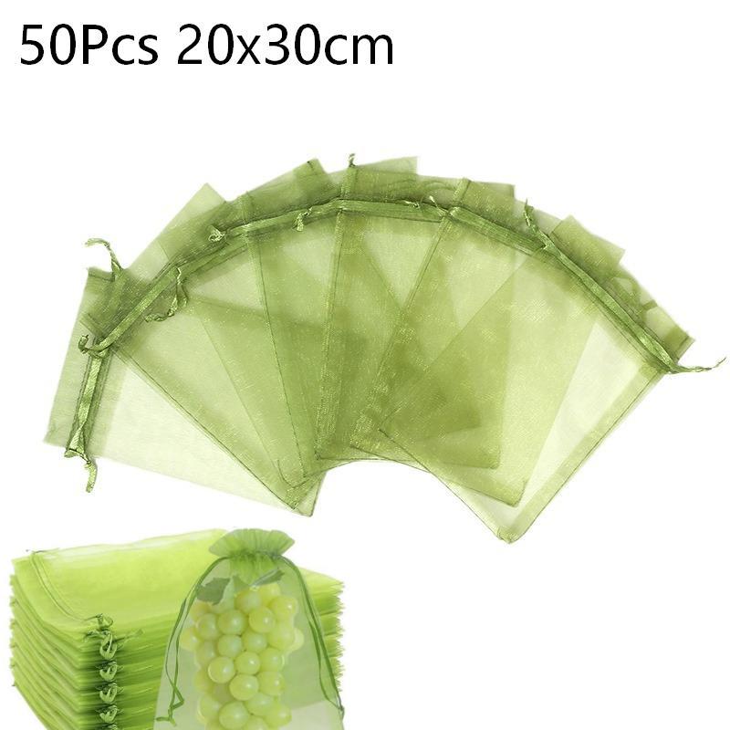 20/50 Pezzi Sacchetti Riutilizzabili a Coulisse Anti Insetti per Frutta Sacchetti a Rete per Protezione Piante Coperture Barriera Anti Parassiti Forniture per Alberi da Frutto e Giardino