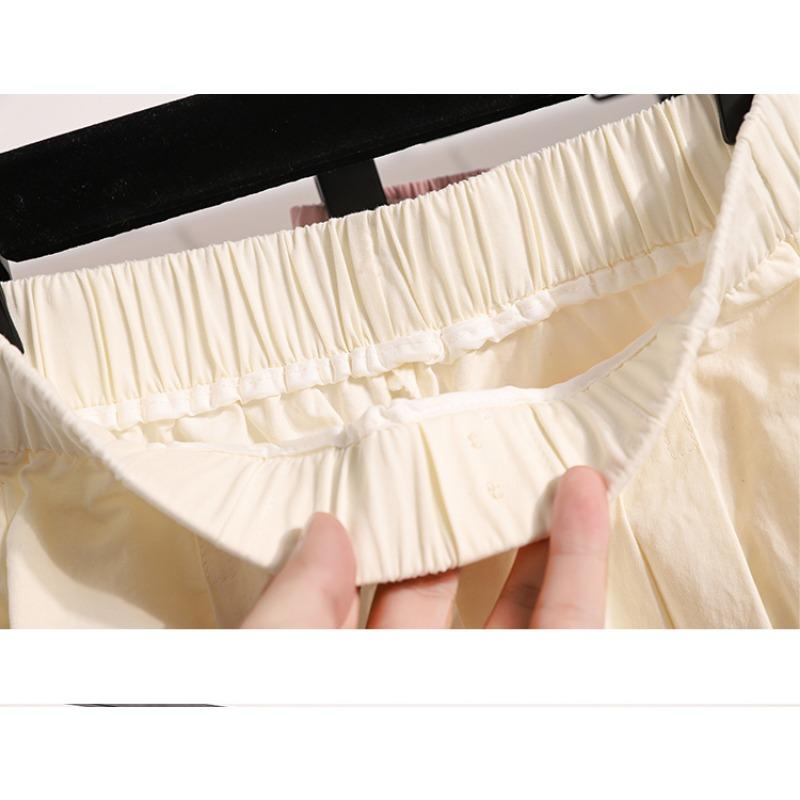 Dimanaf Spring 2025 Plus Size Long Pants Women Loose Straight Casual Harem Elastic Waist Pants New Solid