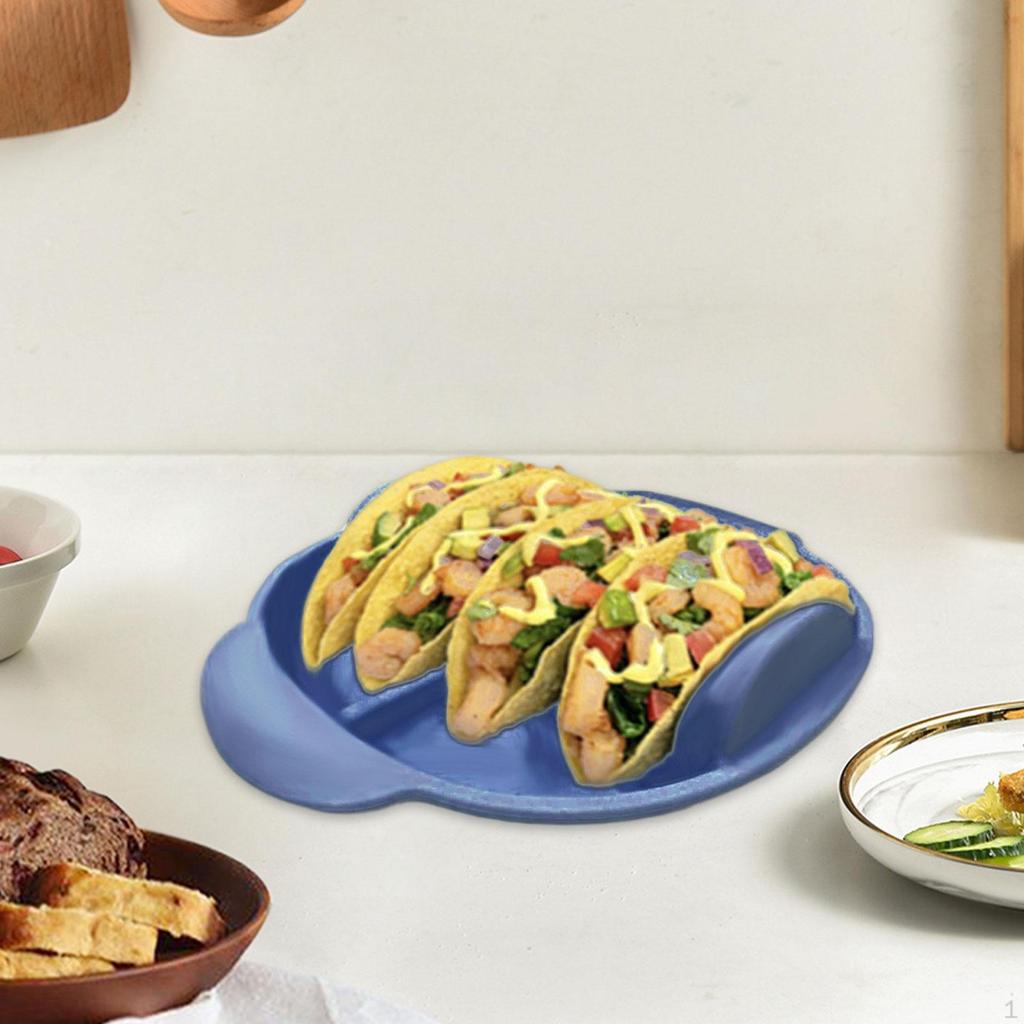 Silicone Taco Holder Serving Tray Non Slip Kitchen Gadgets Portable Stand with Slots for Party