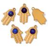 5pcs/Lot 15*23MM Fashion Fatima Hand Shape Charm Pendant Gold Color Natural Stone DIY Necklace Earring Accessory