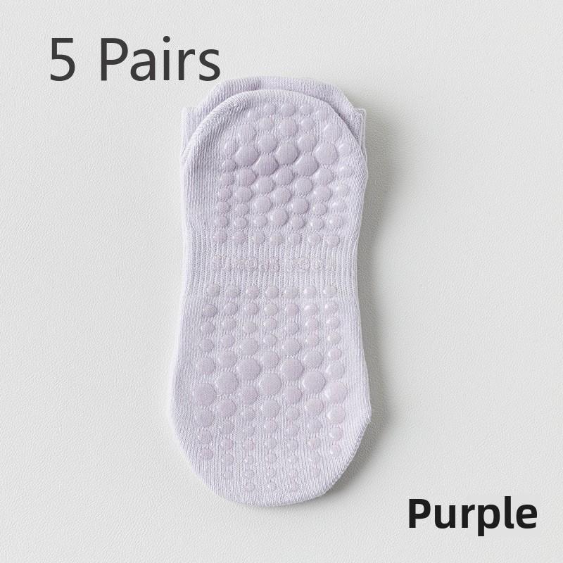 5 Pairs of Women's Spring and Autumn Mesh Ear Lifting Pure Cotton Indoor Fitness Silicone Non Slip Boneless Sports Boat Socks