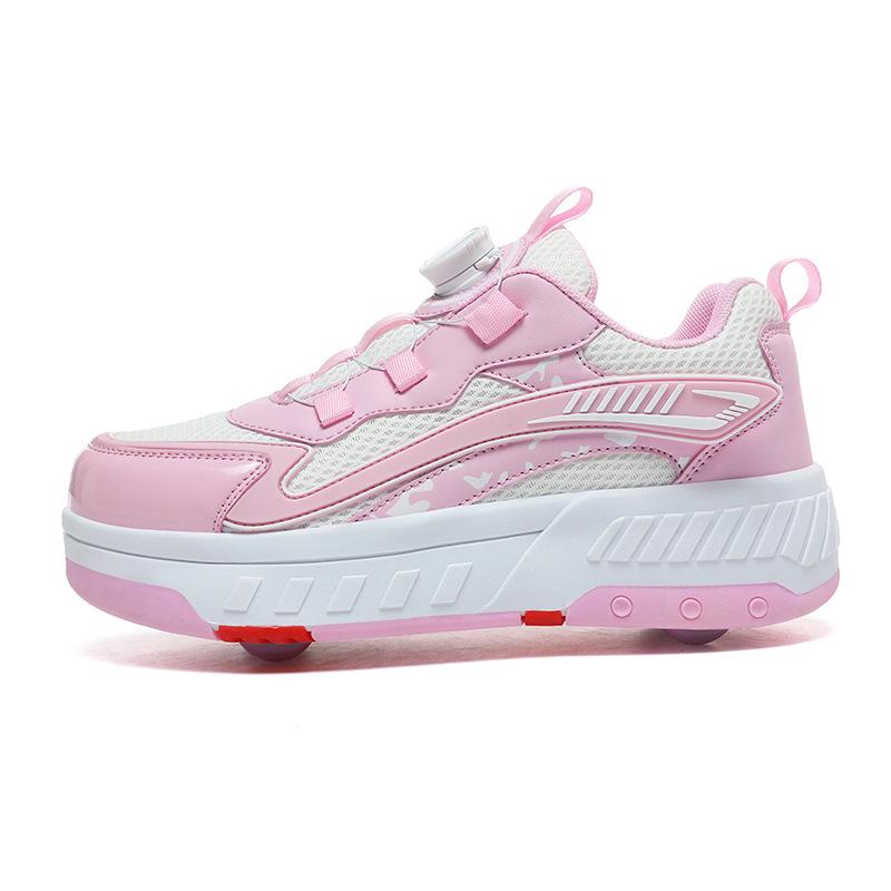 New Runaway Shoes Four-wheel Pulley Shoes Girls Children Shoes with Wheels Boys and Girls Skates Students Deformation Shoes