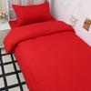 Set de pat de nuntă mare roșu din patru piese, bumbac spălat, simplu, culoare solidă, husă de pilotă