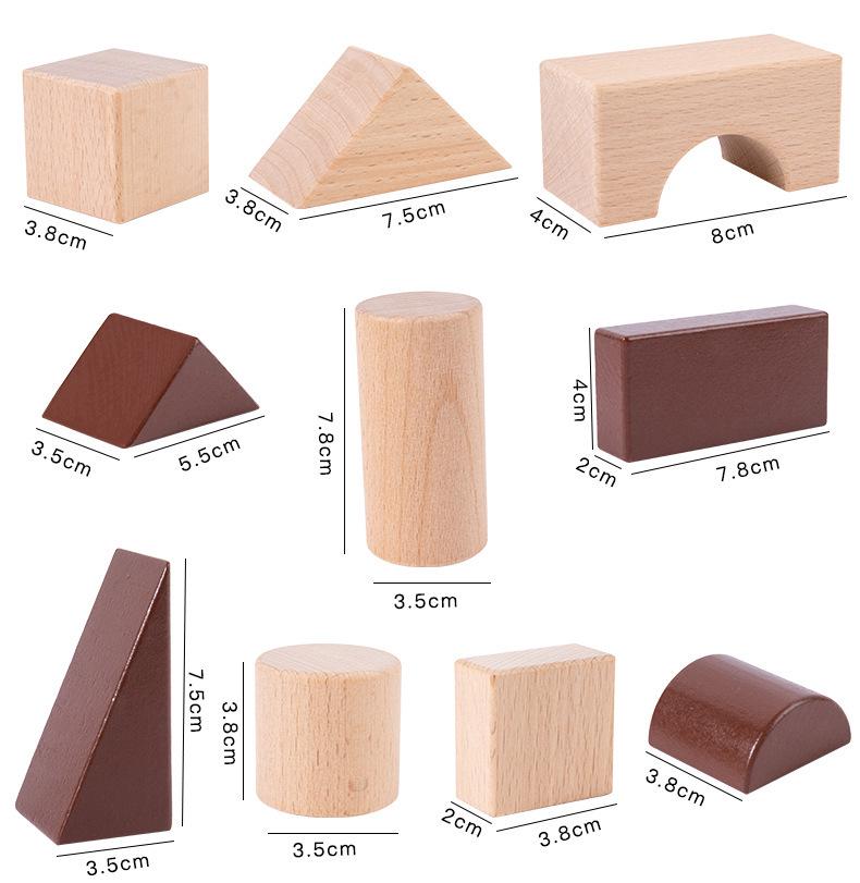 Large Raw Wood Building Blocks for Early Education and Cognitive Development - Red Sandalwood & Beech - Ideal for Kindergarten