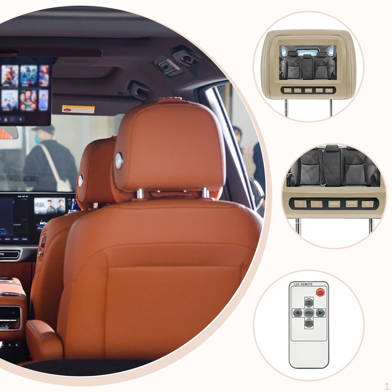 

Car Headrest Automotive Accessories Double Video Input Display Ratio 16:9/4:3 DC12V Easy бежевий