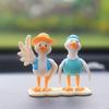 4pcs Creative Duck with Sunflowers Miniature Statues for Vehicle Interior Multifunctional Decors Resin Craft Ornaments