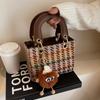 Jesienna i zimowa niszowa wełniana mała torba, prosta i wszechstronna torba na ramię na jedno ramię, torba retro w kratę księżnej Diany