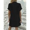 YYFS Dámská móda Léto Jaro Jednobarevný potisk Krátký rukáv POLO Neformální šaty s volným pasem