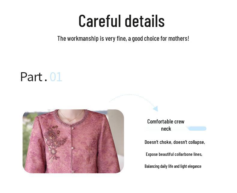 Pink Jacquard Short Jacket for Middle-Aged Women - Chinese Style, Spring/Autumn Wear