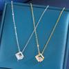 2026 Trendy Sugar Cube Clavicle Necklace - Titanium Steel Square Pendant