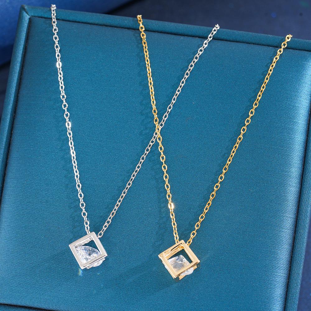 2026 Trendy Sugar Cube Clavicle Necklace - Titanium Steel Square Pendant