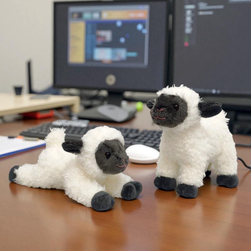 Adorable White Sheep Plush Toy - Standing & Lying Poses - Perfect for Children's Gifts & Desktop Decor