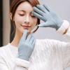 Suede gloves autumn and winter women's warm fleece thickened Korean version touch screen cold-proof cycling driving gloves