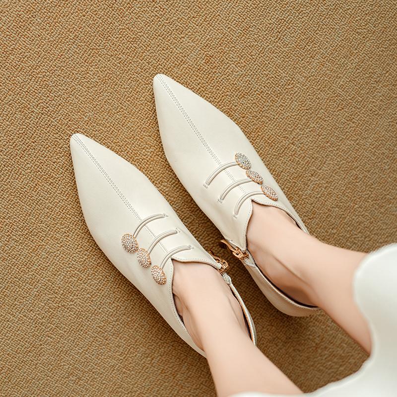 Fashion 2025 New Spring Sheep Suede Women Shoes Retro Pointed Toe Women Pumps Zipper High Heels Modern Ladies Shoes