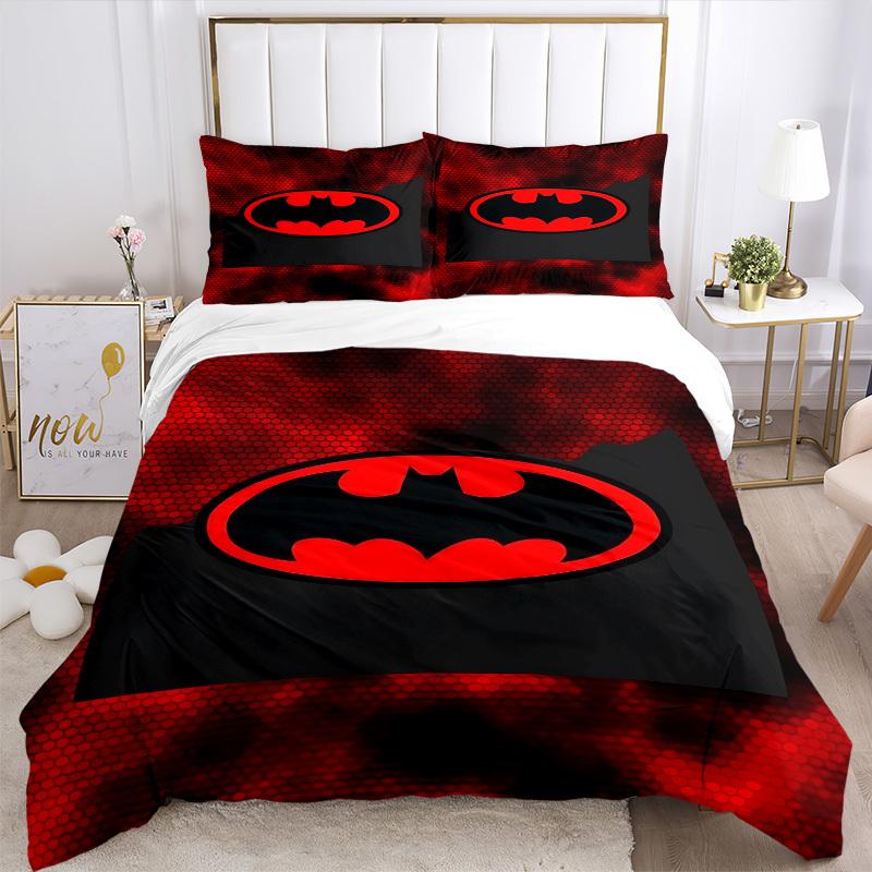 3pcs Batman Symbol Duvet Cover Set, 1 Duvet Cover + 2 Pillowcases (No Insert), High-Definition Print, Home & Dorm Set yy251208084