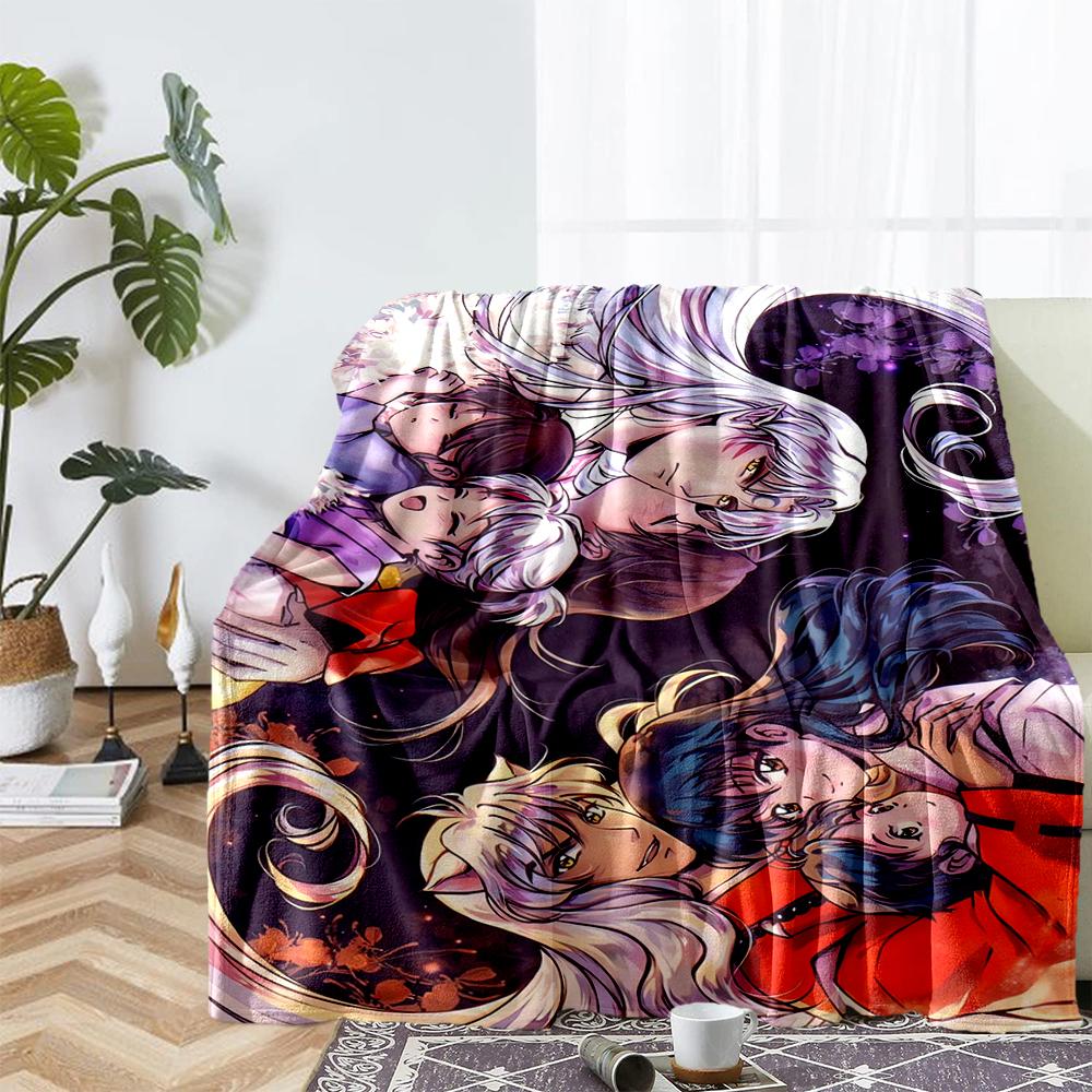 Inuyasha Theme Printed Blanket - Perfect for Couch, Bed, Travel & Outdoor Use | Machine Washable, Cozy & Durable.