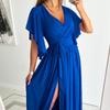 Fall Solid Color Loose Fit V-Neck Maxi Dress Women Clothing