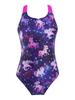 Girls Sleeveless Swimsuit Wide Straps Sapphire Print Horse Stars Pattern One Piece Bathing Suit