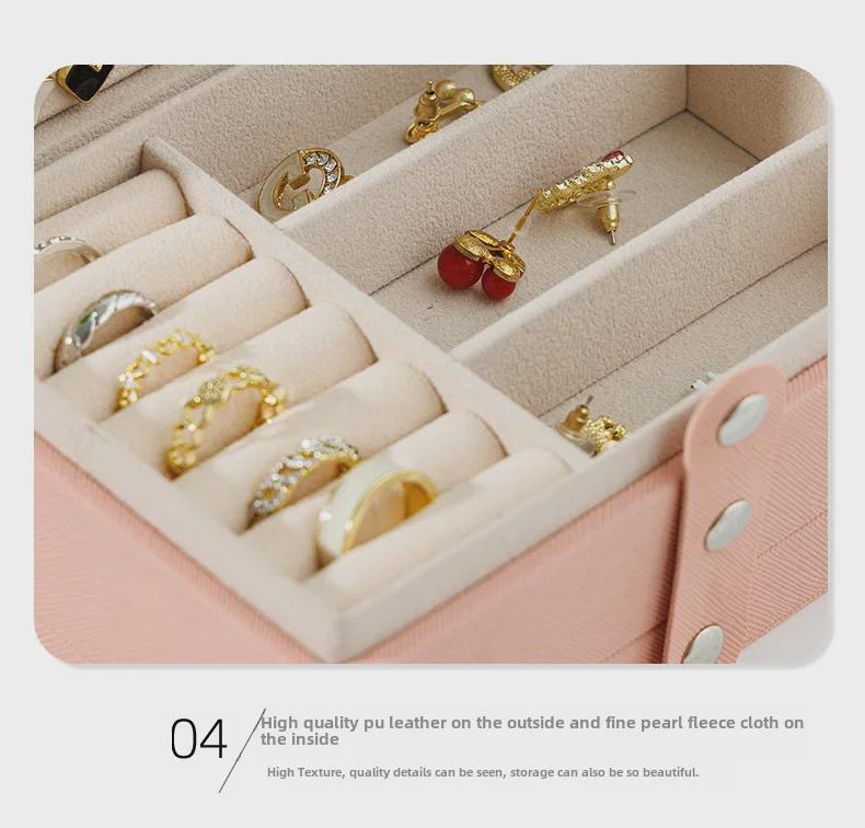 Compact Three-Layer Jewelry Box for Necklaces, Rings, and Earrings