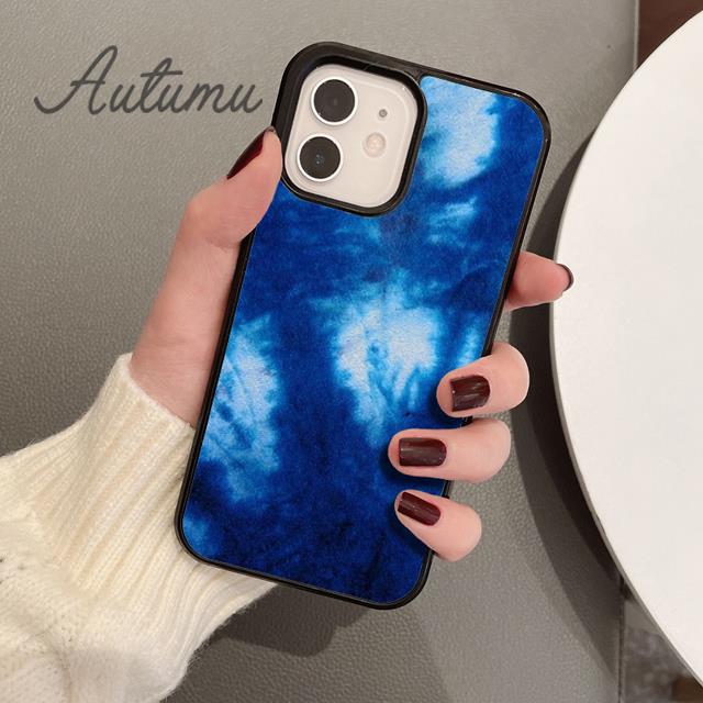 Eisblaue Batik-Handyhülle für iPhone 11 12 13 14 Pro Max mini X XR XS SE 2020 5 6S 7 8 Plus Samsung Galaxy S21 S22 Hülle