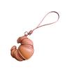 Leather Croissant Charm Keychain Stylish Key Ring Handmade Keyring Fashionable Women Girls Bag Pendant Accessory