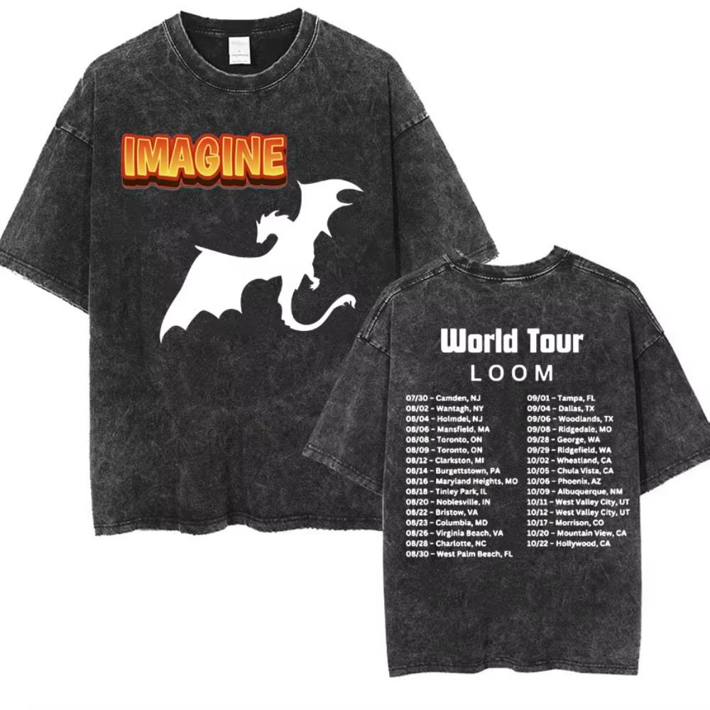 Imagine Dragons Band Tour Loom Nuovo Album Magliette Uomo Donna Moda Stile Hip Hop Retrò Lavata Maglietta Manica Corta Larga