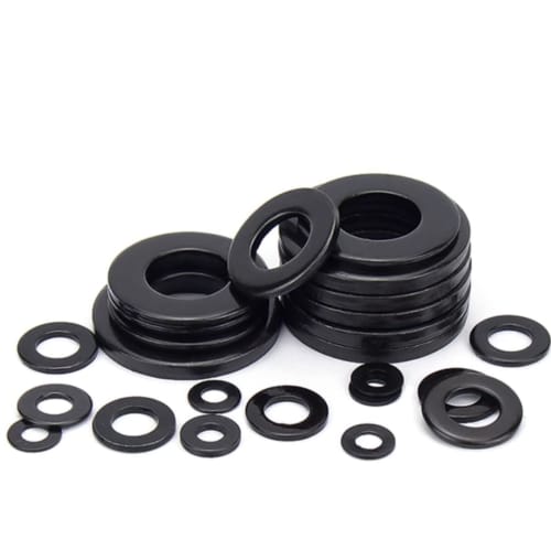 Černé M6 ploché podložky, nerezová ocel 304, ploché podložky, ploché podložky, velké distanční podložky (M6*25*1.5 (Balení 10 ks))