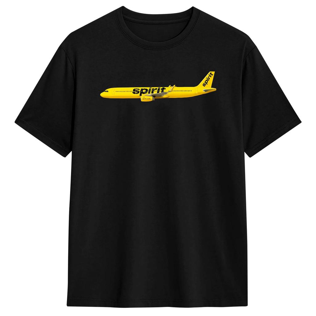 Spirit Airlines A321 Men's T Shirts Casual Tee Shirt Short Sleeve Round Collar T-Shirt Cotton Plus Size Clothing