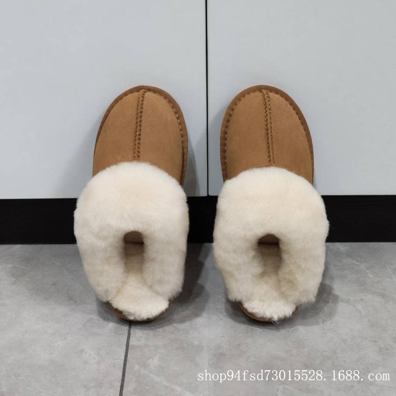 

Wool snow boots new fluffy slippers winter wear warm velvet cotton shoes bag head star drag lazy drag 35 size up 1 size