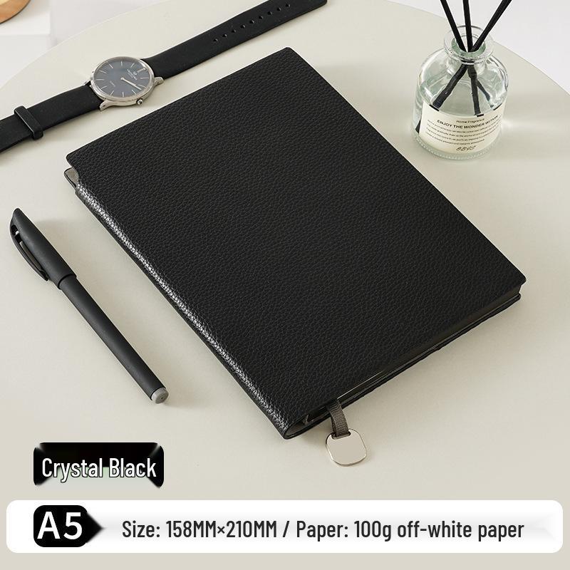 New Lychee Grain A5 Faux Leather Business Notebook Set, Thick Soft Cover, Practical for Everyday Use