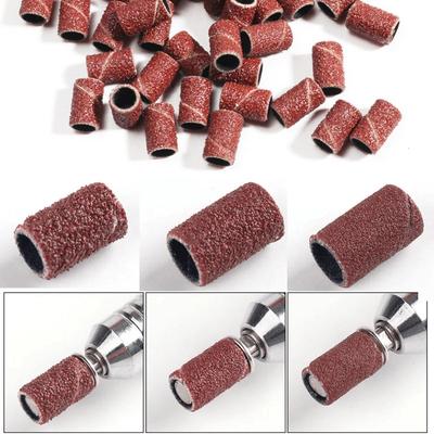 100Pcs Sanding Bands with 1Pcs Metal Shaft Set Nail Drill Bits for Remove Nail Polish Gel Dead Skin Calluses Cutter Drill Bit