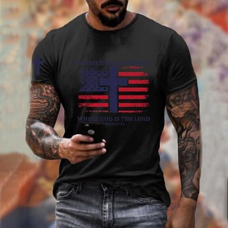 Men's Fashionable Casual 3D Printed Short Sleeved T-shirt for Summer Shirt