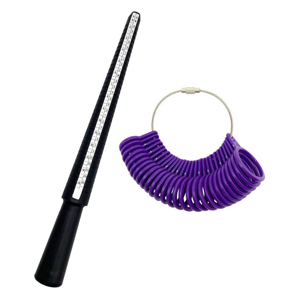 Four-in-One Plastic Ring Sizer and Mandrel for Measuring Finger Circumference and Size