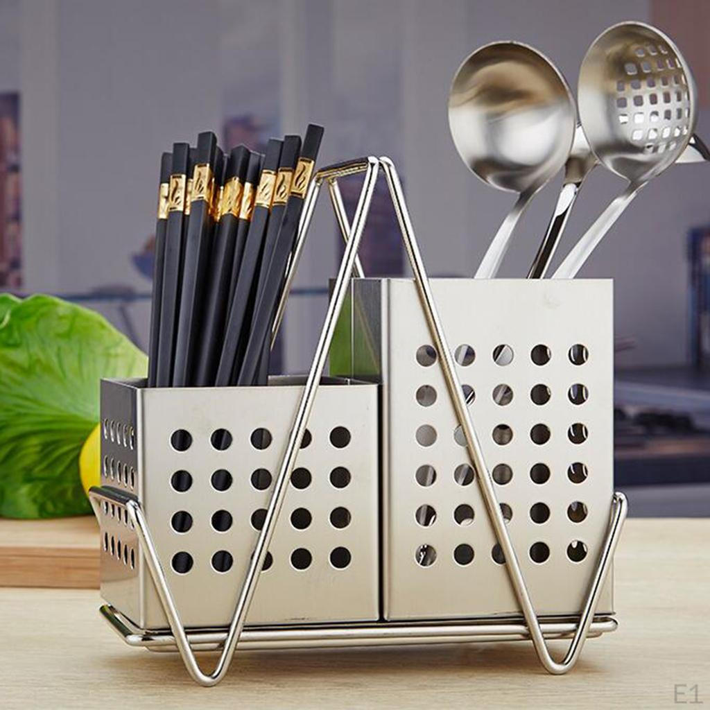 1pc Stainless Steel Cutlery Holder Drainer Storage Chopsticks Organizer Rack