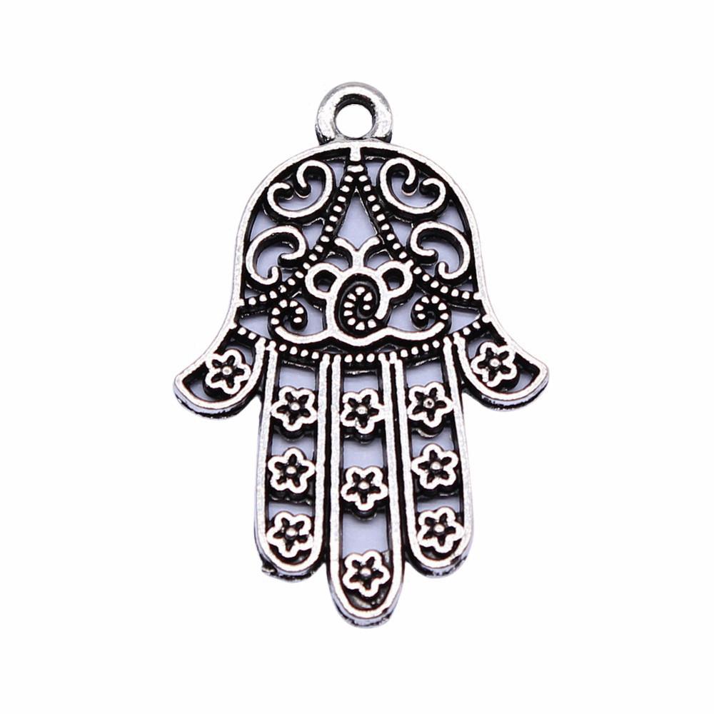 Alloy Hamsa Hand Charms Amulet Pendants For Good Luck Jewelry Making