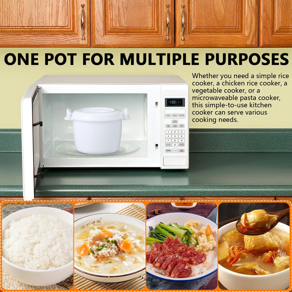 Microwave Rice Cooker Household Micro-Wave Oven Microwaveable Steamer Plastic Pasta Pot Microwaveable Rice Cooker