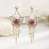 French light luxury heavy industry crystal butterfly fringed earrings flash diamond trimmed earrings gentle atmosphere temperament earrings women