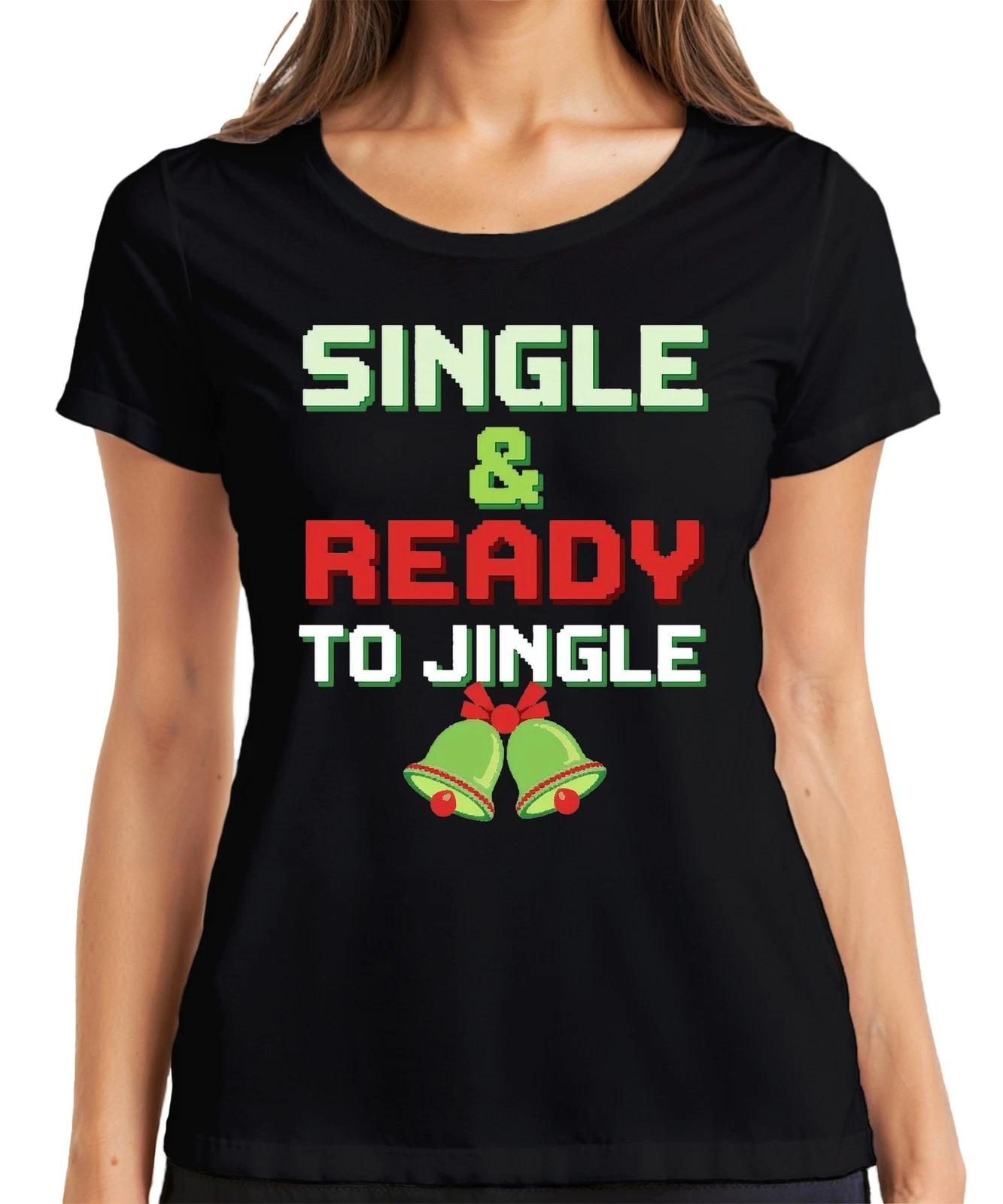 SINGLE & READY TO JINGLE Weihnachten Lustig Retro Pixel Party Damen T-Shirt XXXXL