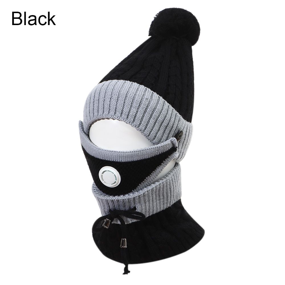 

Casual Warm Winter Hat Scarf Set Knitting Hat Beanies Caps Cold-proof Caps чорний