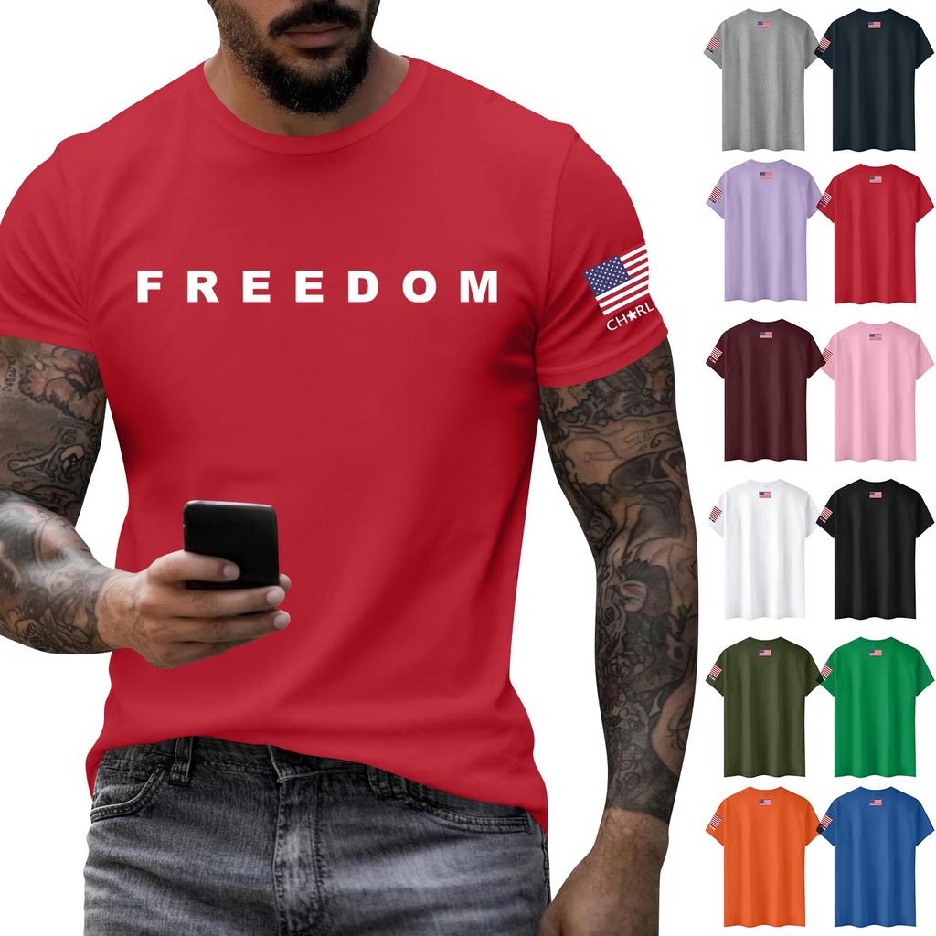 Fashionable Round Neck Short Sleeve Work Clothes Printed Tops For Mens Summer Tops