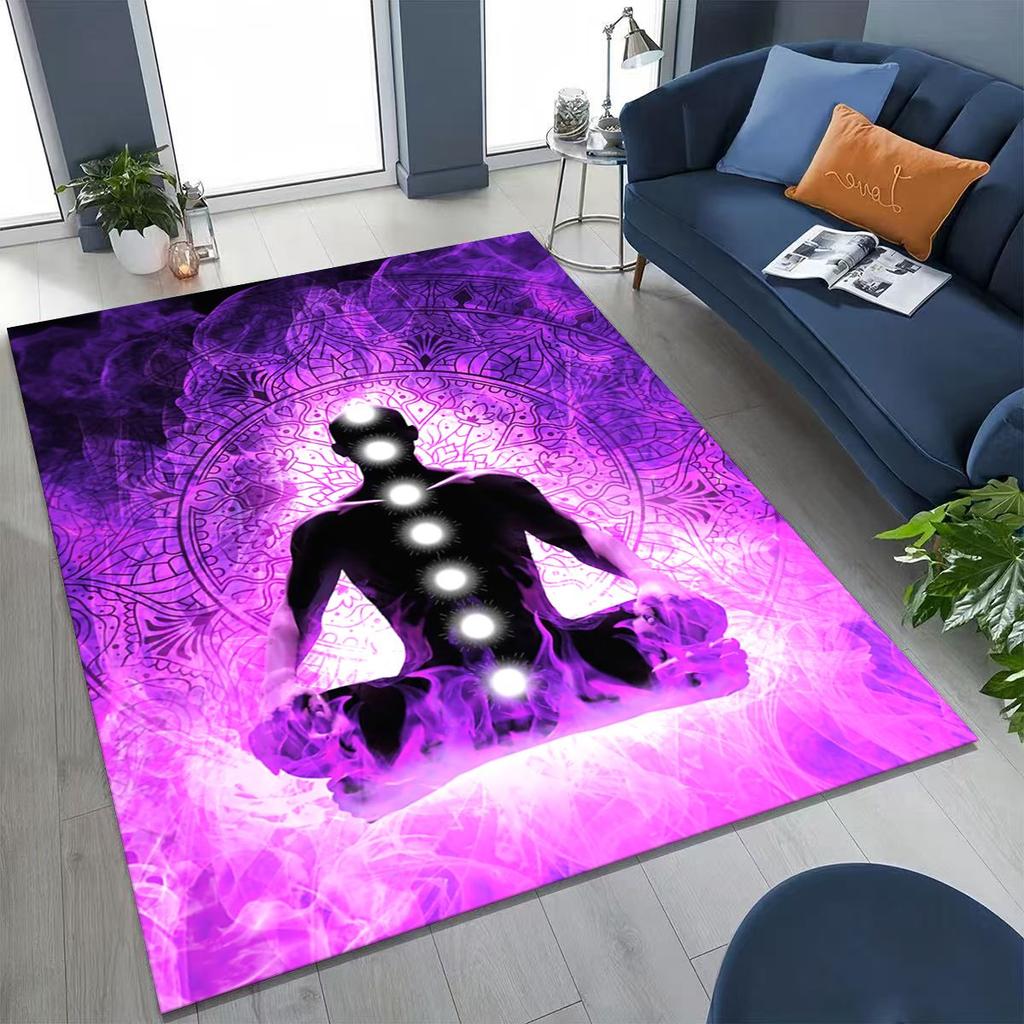 Bohemia Yoga Chakra Mandala Spirit Meditation Rug for Bedroom Living Room Sofa Home Doormat Decor,Large Kids Non-slip Floor Mat