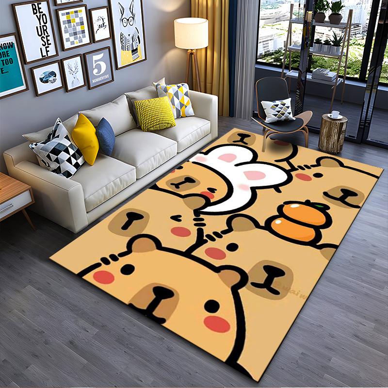 

Cute Bear Pattern Rug with Bunny and Orange Suitable for use as an anti-slip game mat for living room and bedroom sofas 40x60cm( 15x23in )