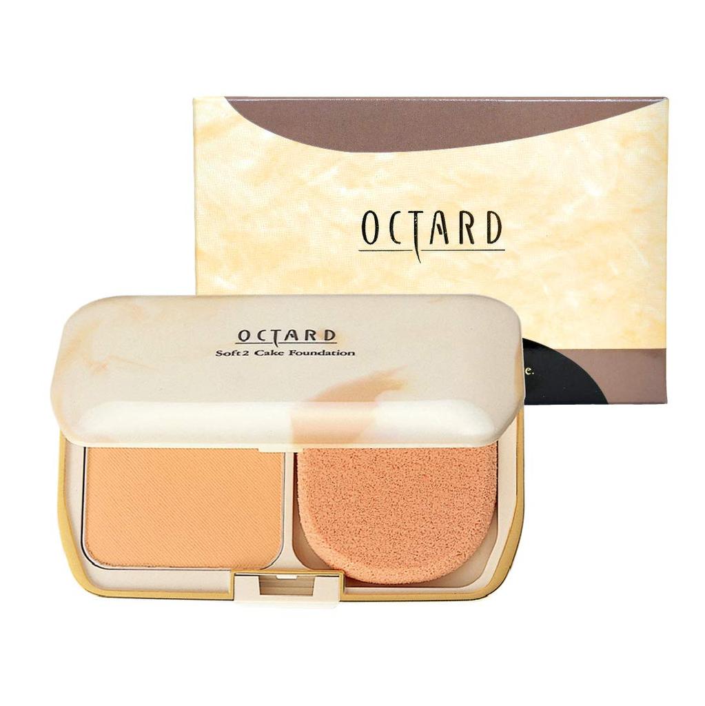 Soft 2 Cake 750 Light Ochre Powder 10g Sponge Foundation, (Includes Puff) [Octade]