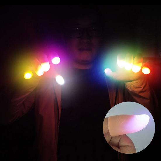 Magic Thumb Lights LED Magic Thumb Prank Toy Light Up Flashing Fingers Tips for Magic Stage Tricks Performance Props