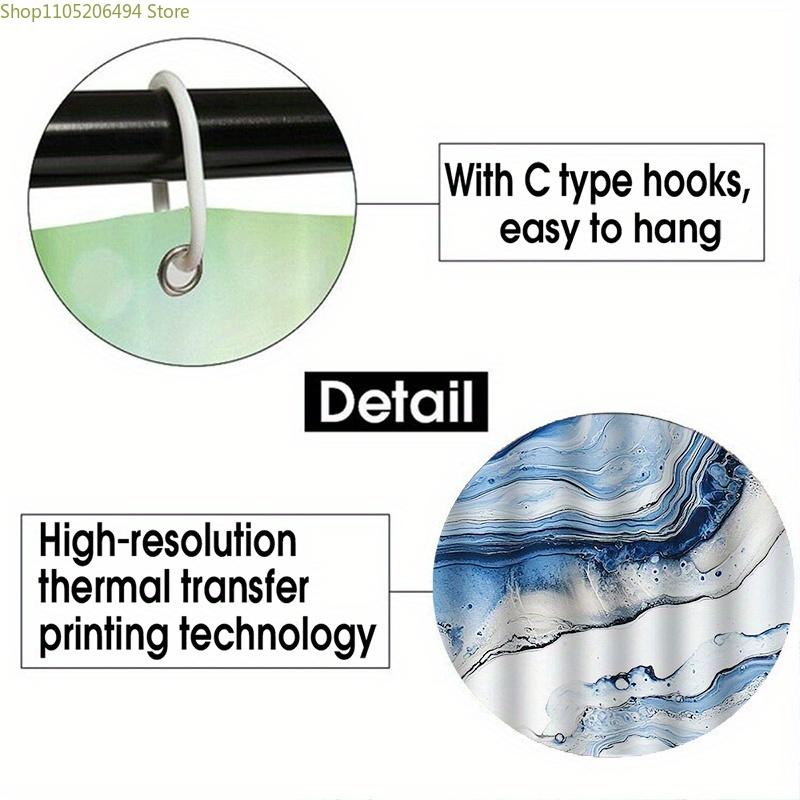 1/3/4pcs Marble Water Ripple Pattern Bathroom Set, Includes Toilet Lid Cover, Bath Mat, and Non-Slip Mat with 12 Plastic Hooks