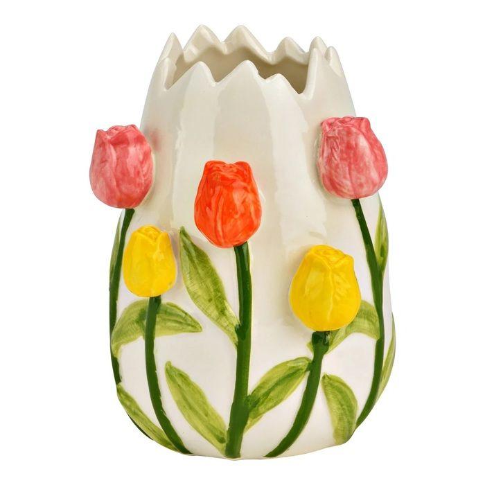 Vase en porcelaine - EDEN - Décor Tulipes - Multicolore - 13x9x10 cm - Intérieur