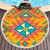 Ethnic Plaid Beach Creative Swimming Towel Microfiber Round Beach Towel Mandala Stripes Adult Large Round Bath Towel