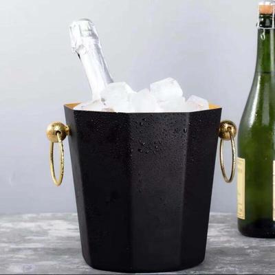 ZISIZ Octagonal Black Gold Champagne Ice Bucket